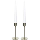 Bougeoirs 2x aluminium argent 20 cm avec 12x bougies dîner blanches