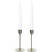Bougeoirs 2x aluminium argent 20 cm avec 12x bougies dîner blanches