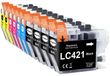 Brother 10-pack cartouches d'encre LC421 pour Brother DCP-J1050DW, DCP-J1140DW, MFC-J1010DW