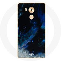 Maniacase Etui voor Huawei Mate 8 Veelkleurige rookwolken in blauw, grijs en zwart op een zwarte achtergrond