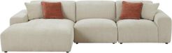 Maison Céphy TIRONO - Canapé d'angle - 6 places - Velours côtelé beige - Gauche - 325x165x80 cm