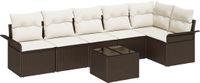 vidaXL Tuinbank Set 6-zits Bruin Polyrattan Hoek loungeset Zonder kussens