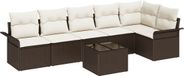 vidaXL Tuinbank Set 6-zits Bruin Polyrattan Hoek loungeset Zonder kussens