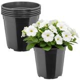 Garronda Set van 5 hoge ronde kunststof bloempotten met drainagegaten (Zwart, Ø20 x 19 cm (4L))