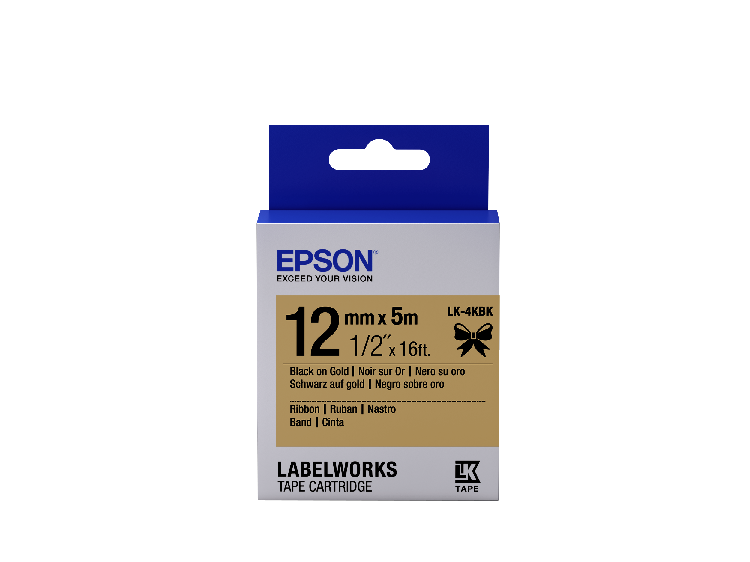 Epson Label Cartridge Satin Ribbon LK-4KBK, zwart/goud 12 mm (5 m)