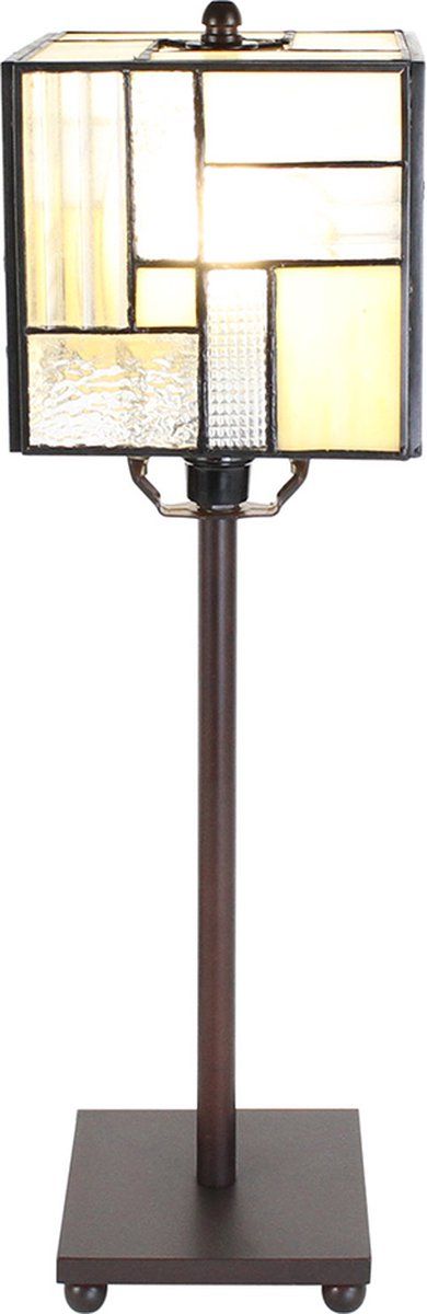 Lumilamp Tiffany Tafellamp - 13x13x28 cm - E14 - Wit