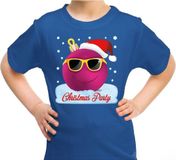 Bellatio Decorations Shoppartners Bv Foute kersttrui T-shirt - Voor kinderen - Coole kerstbal - Christmas party - blauw - Kerstkleding 116/134