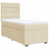 vidaXL Boxspringbed met matras, stof, crèmekleurig, 100x200 cm