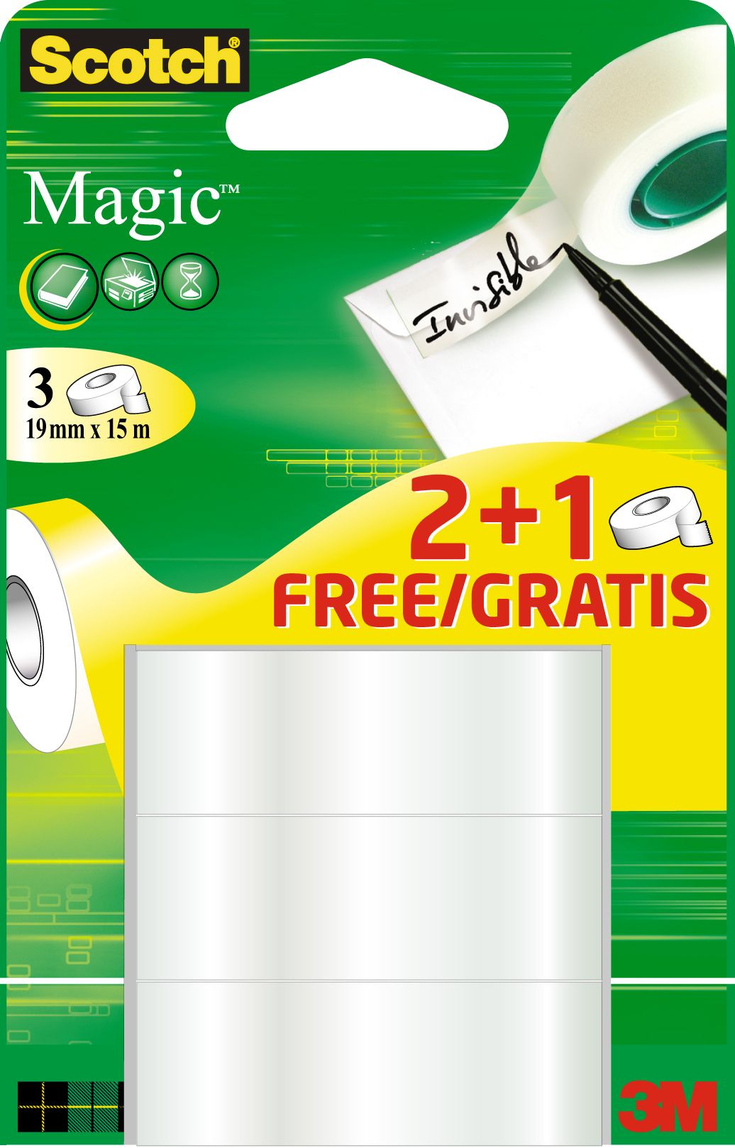 Scotch Magic Plakband - 1.9cm x 3 stuks - Transparant