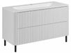 3xE living Meuble de salle de bain 100 cm, vasque, blanc, pieds noirs