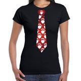 Bellatio Decorations stropdas Kerst T-shirt kerstmannen - shirt - dames - zwart L