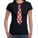 Bellatio Decorations stropdas Kerst T-shirt kerstmannen - shirt - dames - zwart L