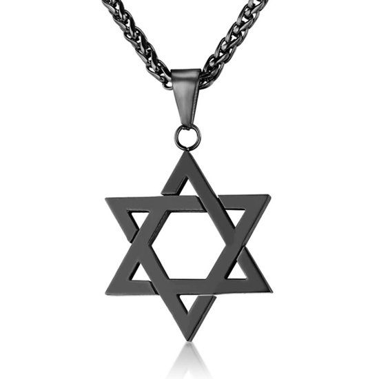 Mendes Heren Ketting Edelstaal David Ster Zwart