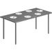 Table rectangulaire de jardin 6 personnes, 165x80 cm, avec plateau en lattes métallique pour repas en extérieur