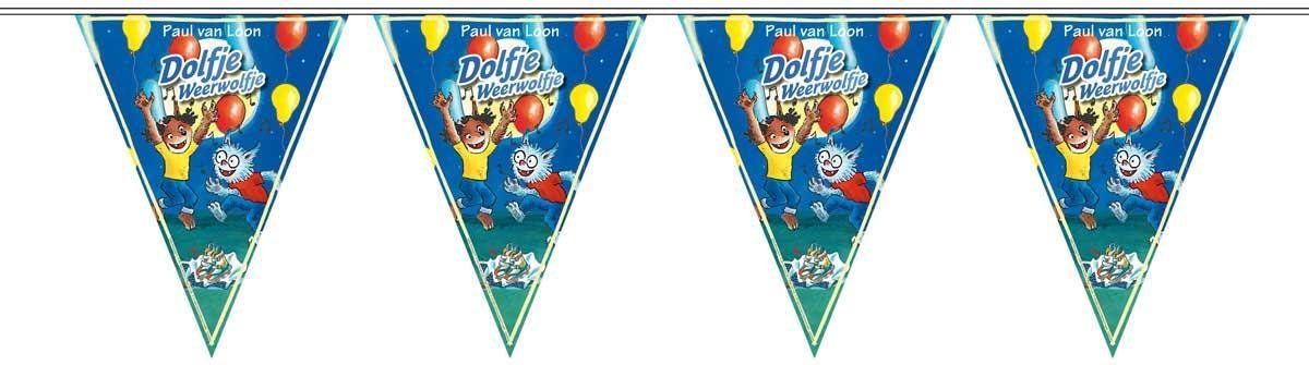 Dolfje Weerwolfje Vlaggenlijn - blauw - plastic - 6 meter - 15 vlaggetjes