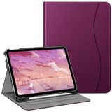 FINTIE Hoesje compatibel met iPad 10e generatie (2022) 10,9 inch, beschermende standaard met meerdere kijkhoeken met potloodhouder en zak, automatisch slapen/waken, paars