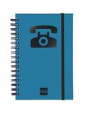 Finocam 8510510 telefoon adresboek met spiraalbinding met elastiek, 48 vellen, 120 g, gerecycled, 10 x 15 cm, blauw