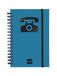 Finocam 8510510 telefoon adresboek met spiraalbinding met elastiek, 48 vellen, 120 g, gerecycled, 10 x 15 cm, blauw