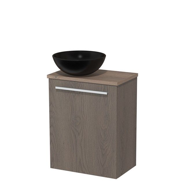 Maxaro Modulo Toiletmeubel 41cm - Donkerbruin Eiken - Keramiek Waskom