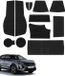 OEM Peugeot 2008 e-2008 2020-2024 2025, 12 rubberen matjes voor middenconsole, opbergvak, bekerhouders, geïntegreerde dorpels, opbergvak in de armleuning, zwart