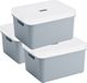 Sunware Sigma boîte de rangement - 3 pièces - 32 litres - bleu/gris - plastique - couvercle transparent - 45x35x24 cm