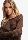 Superdry Bardot Off-shoulder Top Dames Lange Mouwen Shirts Kastanjebruin met stippen