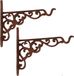 Esschert Design Murhaak / plantenhaak met sierkrullen - 2x stuks - gietijzer - Bruin