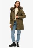 Superdry Everest Parka van Imitatiebont Dames Donkergroen L