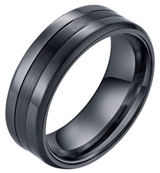 LGT JWLS Lookinggoodtoday Zwarte stalen heren ring Mat Glans 8mm-18mm
