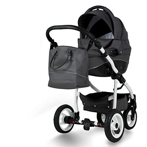 Lux4Kids Kinderwagen Pushchaire 3in1 2in1 Isofix Buggy Autostoel Nem door ChillyKids Kunstleder Grijs Eco-04 3in1 met Babyzitje