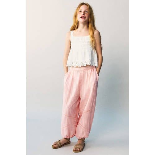 Mango Kids casual broek broderie lichtroze