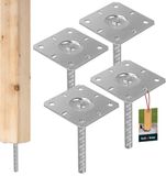 KOTARBAU® 4 st Paalhouder, Verzinkt Staal, 130 x 130 x 200 mm, Zilver