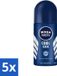 Nivea 5 x Cool Kick Men's Roll-on Deodorant - 50 ml - Pack of 5