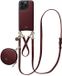 AVY Leren Hoesje geschikt voor Apple iPhone 15 Pro | Met Koord en Mini Telefoontasje | Compatibel met MagSafe | Leather Case met 30CM & 130CM Koord & Pouch | Leather Set | Burgundy