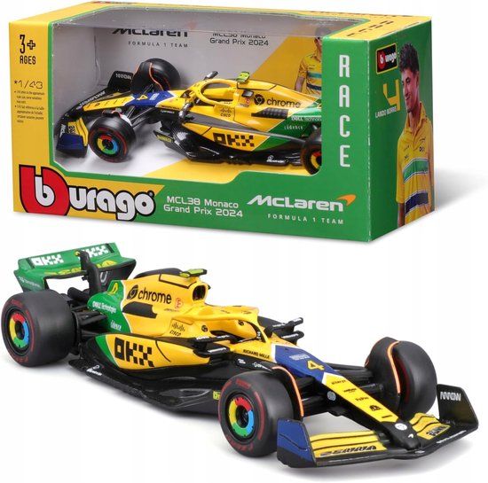 Bburago F1 McLaren MCL38 Monaco GP 2024 Norris 1:43