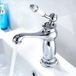 Kzq – Mitigeur de lavabo en laiton massif – Robinet à une poignée – Finition noire et blanche – Interrupteur chaud/froid – Économie d'eau 30%