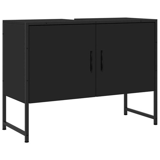 vidaXL Wastafelkast 80x33x60 cm bewerkt hout zwart