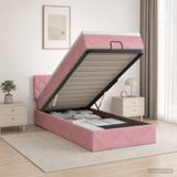 Prolenta Maison Exclusive Lit Ottoman exclusif avec matelas et tête de lit rose, 100 x 200 cm, revêtement en velours