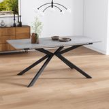 Table à manger extensible automatiquement - Rectangulaire - Dimensions 150/180 × 70 × 76 cm - Aspect béton - Bois - Cadre en métal