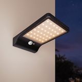 HOFTRONIC Macon - Solar Wandlamp met bewegingssensor - 36 LEDs - IP44 waterdicht - Zwart