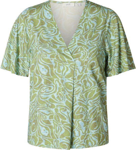 YEST CURVE Fawn Essential Tops - Botanic Green/Multi - maat 1(48)