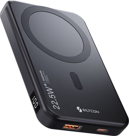 Siltcon Draadloze Powerbank 10000 mAh MagSafe 15W Zwart