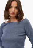 Superdry Bardot Top Femme Manches Longues Coton Bleu UK14-EU42