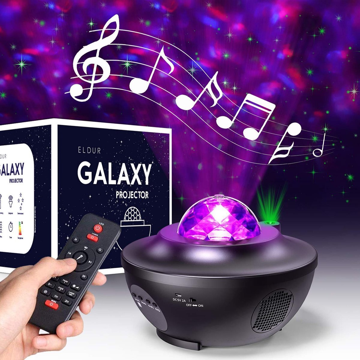 Eldur Sterren Projector Eldur® - Galaxy projector - Sterrenhemel - Bluetooth met Muziek - Led en Laser Lamp - Nachtlamp
