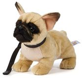 Uni-Toys Franse bulldog (beige) - met riem - 26 cm (lengte) - pluche hond - pluche dier