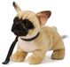 Uni-Toys Franse bulldog (beige) - met riem - 26 cm (lengte) - pluche hond - pluche dier