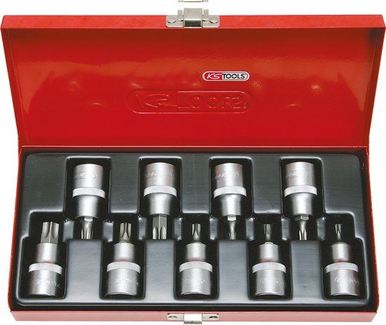 KS Tools 911.1386 1/2\" Bit-dopsleutelset met boring,9-dlg, TB20-TB60