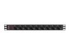 Lanberg PDU-09F-0300-BK 1U 9x Type F Zwart, Grijs