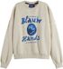 Scotch & Soda Dames Sweater Beige Katoen Ronde Hals Lange Mouw Printopdruk Casual