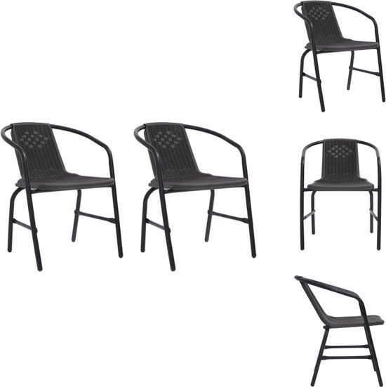 vidaXL Rattan-look Tuinstoelen Set - Zwart - 2 stuks